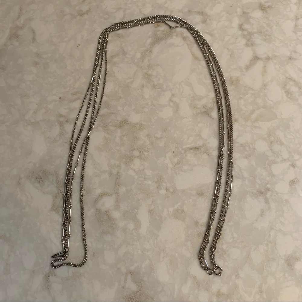Elegant Silver Necklace Double strand 52 inches